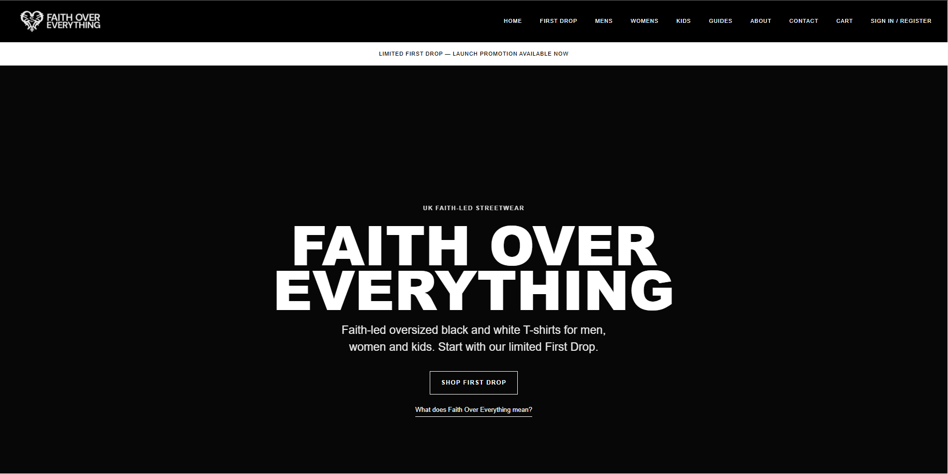 Faith Over Everything homepage