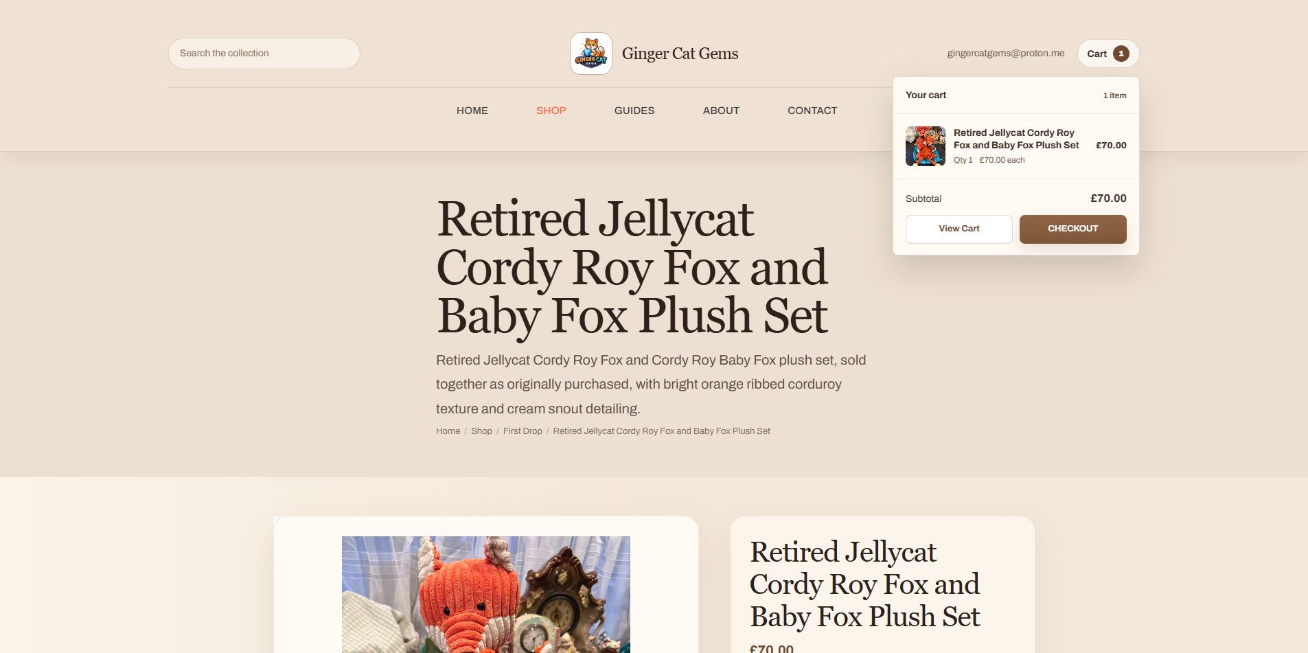 Ginger Cat Gems product page